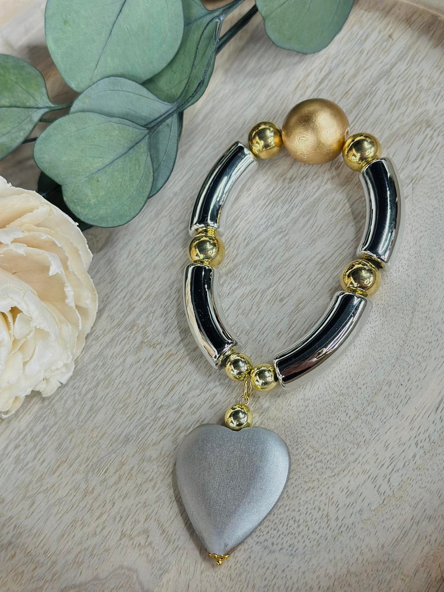 Tube & heart bracelet