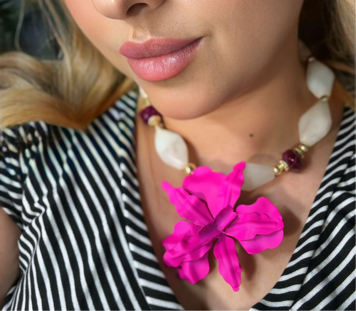Fuscia Orchid necklace