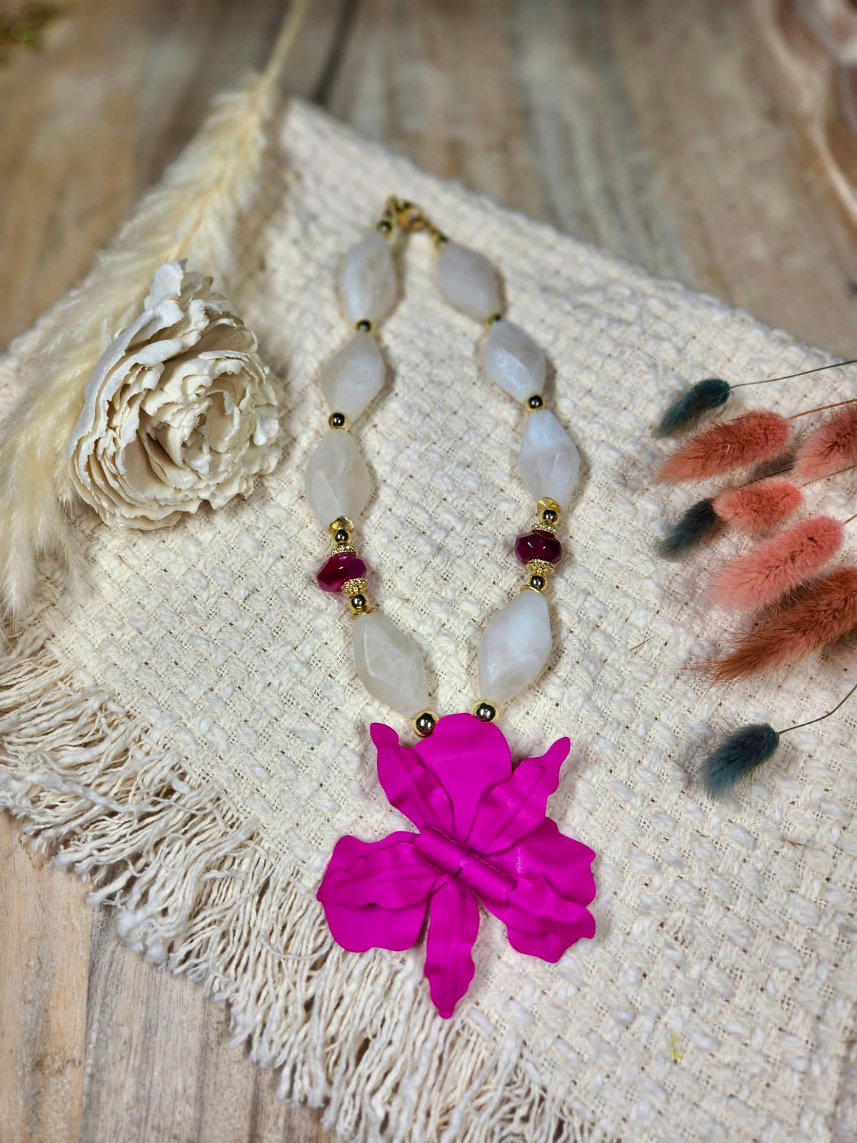 Fuscia Orchid necklace