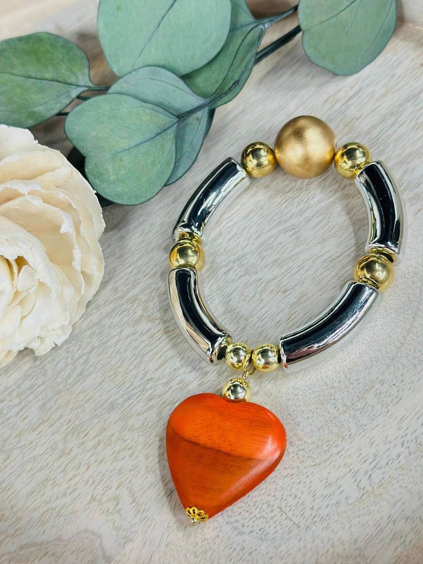 Tube & heart bracelet