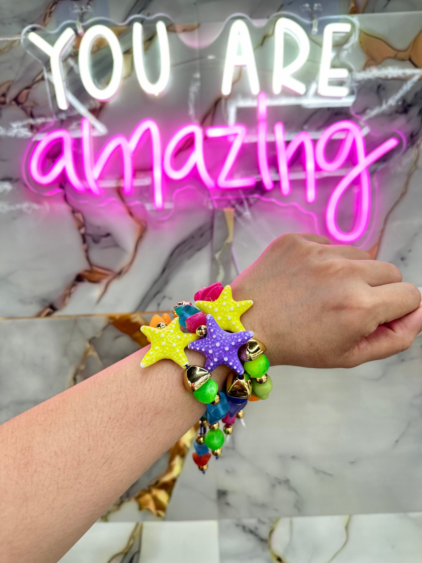 Candy starfish bracelet (strechy)