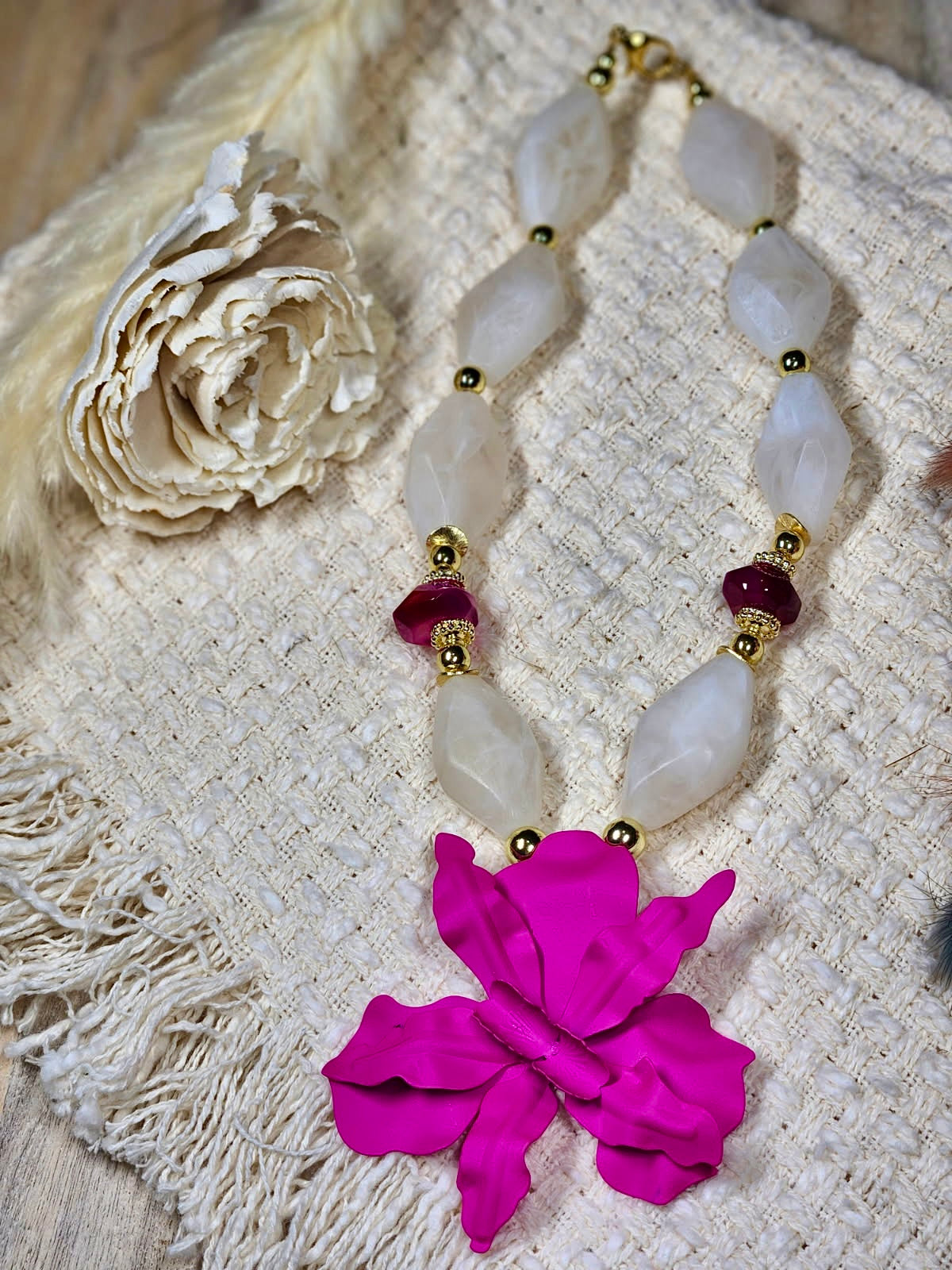 Fuscia Orchid necklace