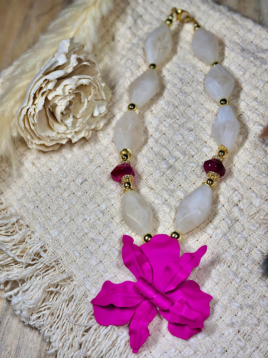 Fuscia Orchid necklace