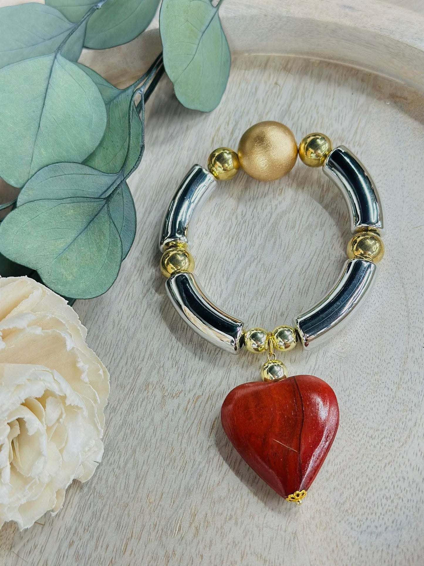 Tube & heart bracelet
