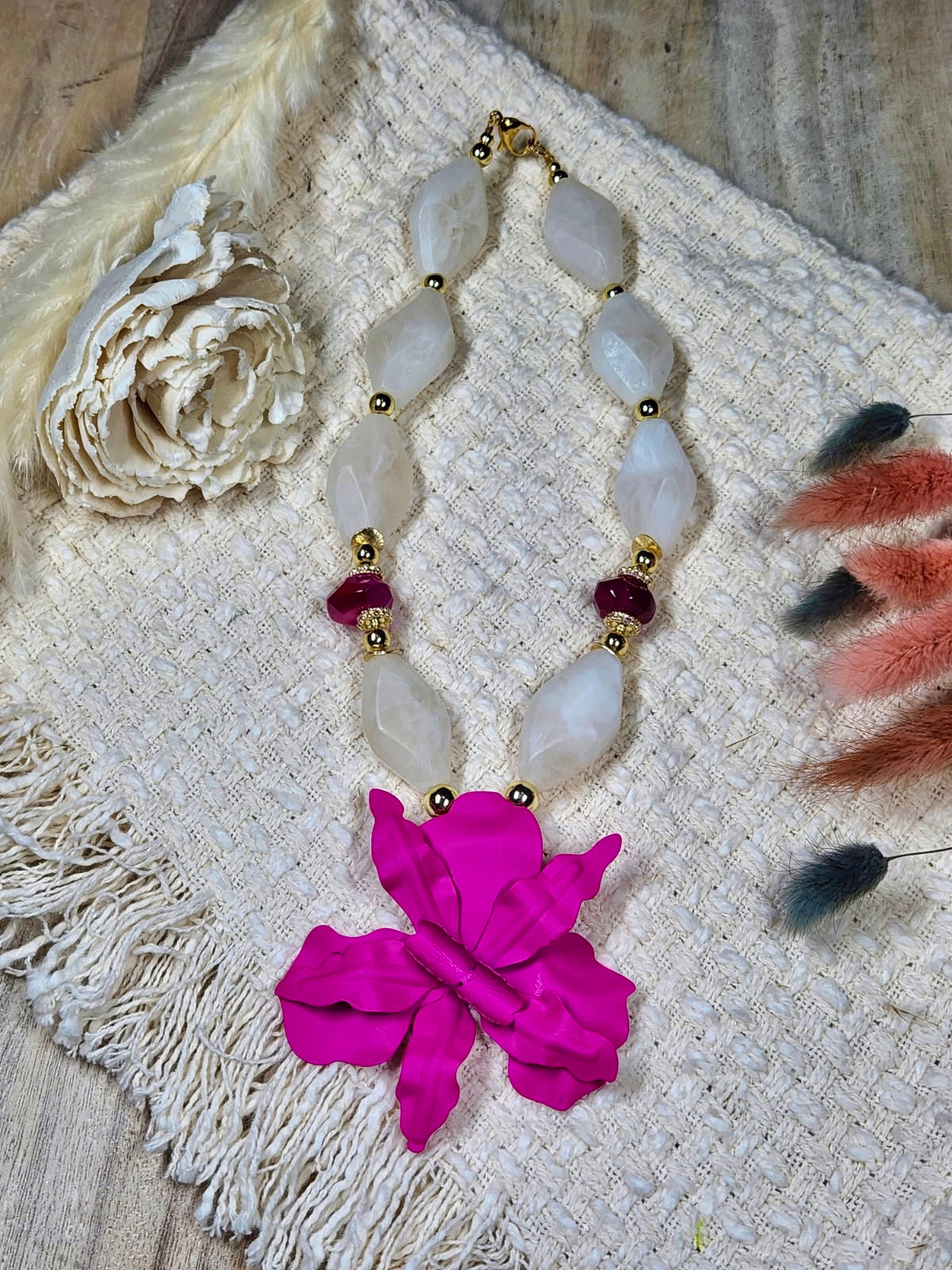 Fuscia Orchid necklace