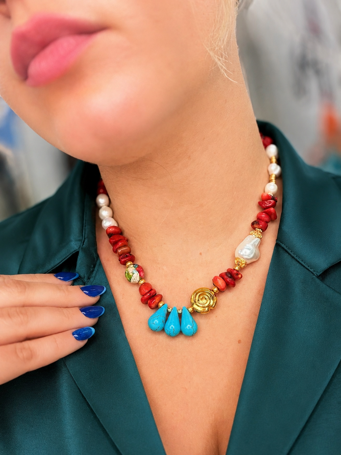 Turquoise tears necklace