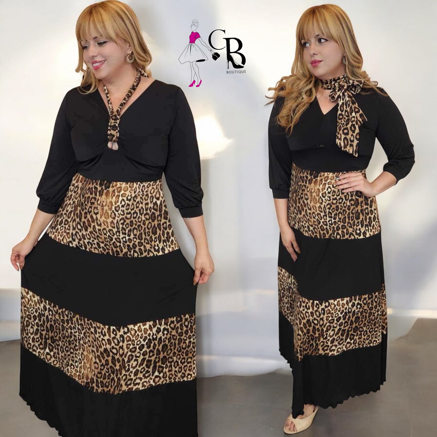 Leopard stripes maxi designer